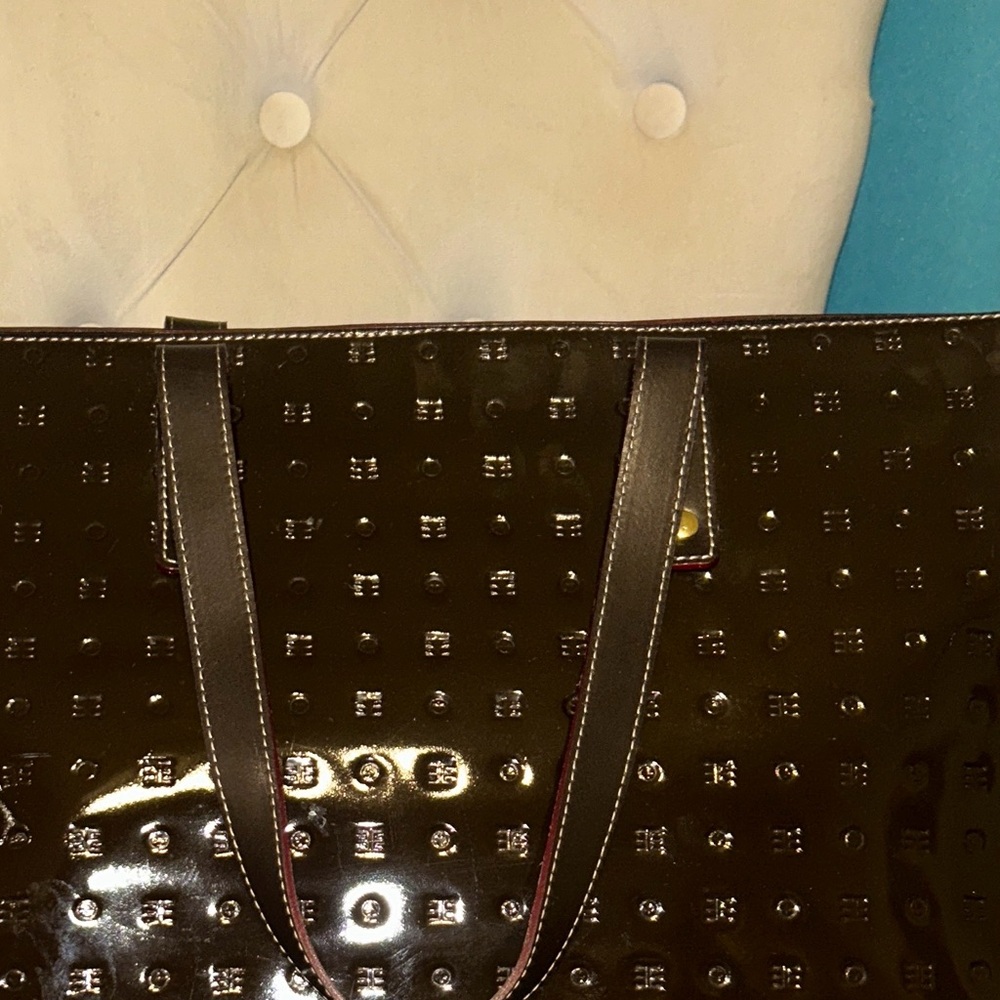 Arcadia Italian Luxury Brown Large Patent Leather Tote Bag - Picture 4 of 11